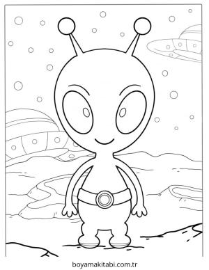 Uzaylı boyama sayfası – eğitici aktivite, yaratıcılık
