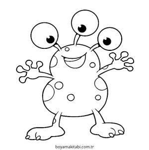 Uzaylı boyama sayfası – renkli çizimler, okul öncesi