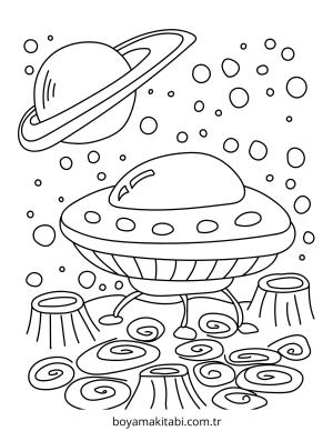 Uzaylı boyama sayfası – çocuk aktivitesi, PDF indir