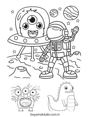 Uzaylı boyama sayfası – yaratıcılığı geliştirir, keyifli zaman
