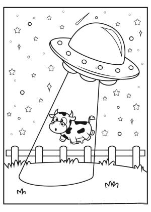 Uzaylılar boyama sayfası,  coloring page, UFO bir Süt İnekini Yakalar, 