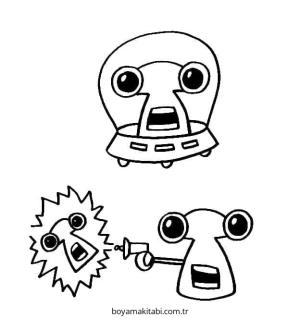 Uzaylılar boyama sayfası – boyama çalışması, yaratıcılığı geliştirir
