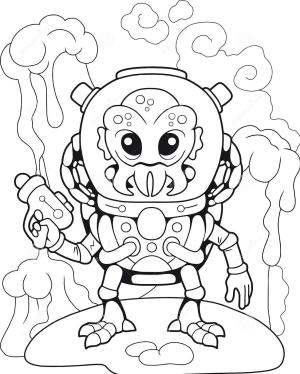 Uzaylılar boyama sayfası,  coloring page, Silahlı Uzaylılar, 