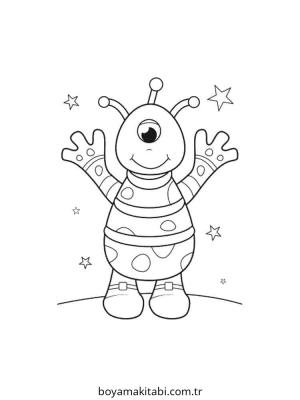 Uzaylılar boyama sayfası – renkli çizimler, okul öncesi