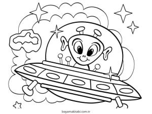 Uzaylılar boyama sayfası – kolay boyama, eğitici aktivite