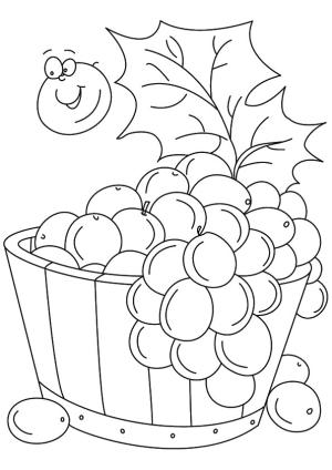 Üzümler boyama sayfası,  coloring page, Bir Kova Üzüm, 