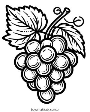 Üzümler boyama sayfası – sevimli karakter, sanatsal çalışma