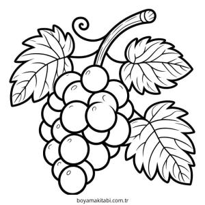 Üzümler boyama sayfası – evde etkinlik, ücretsiz yazdır