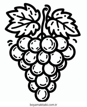 Üzümler boyama sayfası – PDF indir, sevimli karakter