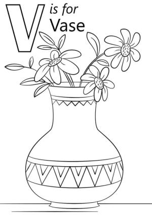 V Harfi boyama sayfası,  coloring page, Vazo Harf V, 