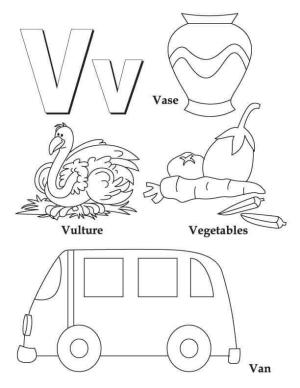 V Harfi boyama sayfası,  coloring page, Harf V 1, 