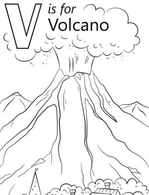 V Harfi boyama sayfası,  coloring page, Volkan Harf V, 