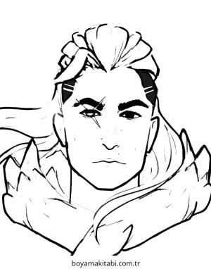 Valorant boyama sayfası – çizgi film temalı, basit çizim