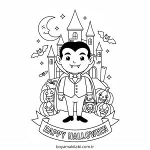 Vampir boyama sayfası – basit çizim, kolay boyama