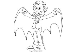 Vampir boyama sayfası – PDF indir, sevimli karakter