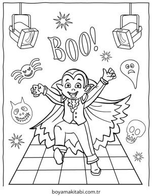 Vampir boyama sayfası – el becerilerini geliştirir, boyama çalışması