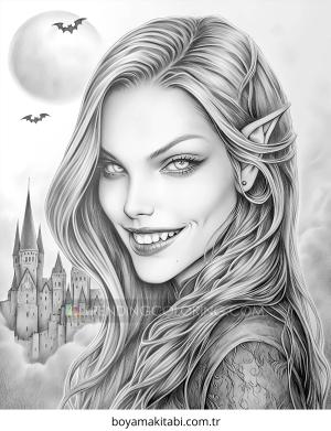 Vampir boyama sayfası – boyama etkinliği, çocuk aktivitesi