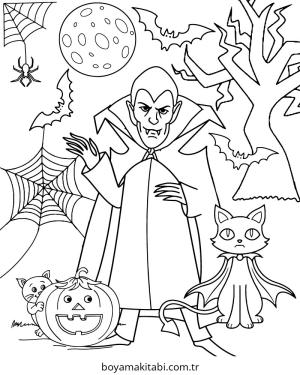 Vampir boyama sayfası – el becerilerini geliştirir, boyama çalışması
