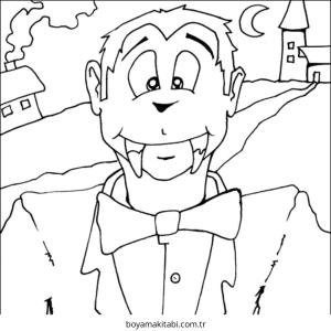 Vampir boyama sayfası – PDF indir, sevimli karakter