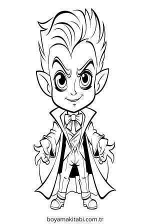 Vampir boyama sayfası – eğlenceli etkinlik, el becerilerini geliştirir