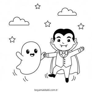 Vampir boyama sayfası – okul öncesi, evde etkinlik