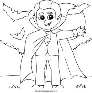 Vampir boyama sayfası – basit çizim, kolay boyama