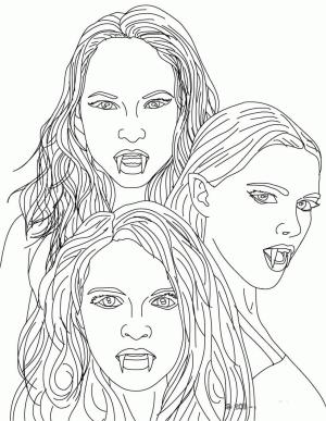 Vampir boyama sayfası,  coloring page, Üç Vampir Kız, 