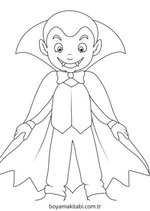 Vampir boyama sayfası – çocuk aktivitesi, PDF indir