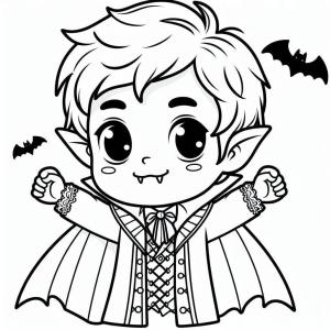 Vampir boyama sayfası,  coloring page, Cadılar Bayramı Vampirini mutlu çiz, 