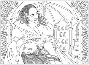 Vampir boyama sayfası,  coloring page, Vampir çift, 