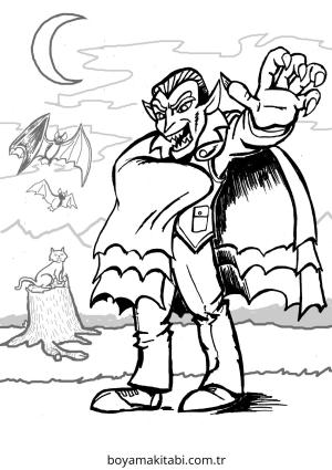 Vampir boyama sayfası – okul öncesi, evde etkinlik