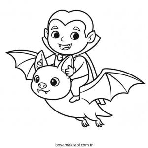 Vampir boyama sayfası – PDF indir, sevimli karakter