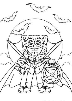 Vampir boyama sayfası,  coloring page, Cadılar Bayramı Sünger Bob Vampir, 