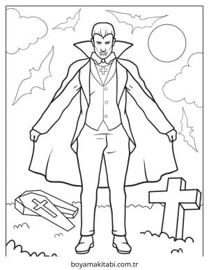 Vampir boyama sayfası – çocuklar için, çizgi film temalı