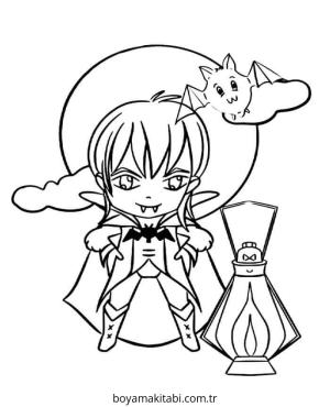 Vampir boyama sayfası – renkli çizimler, okul öncesi