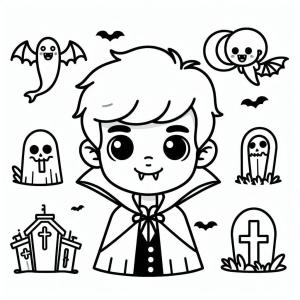 Vampir boyama sayfası,  coloring page, Cadılar Bayramı Vampirini çok sevimli çiz, 