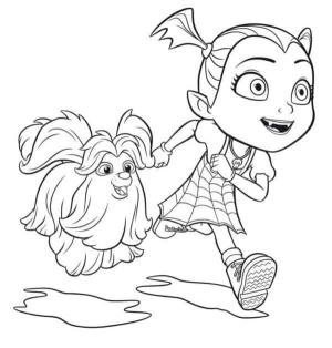 Vampirina boyama sayfası,  coloring page, Wolfi ile Sabah Koşusu, 