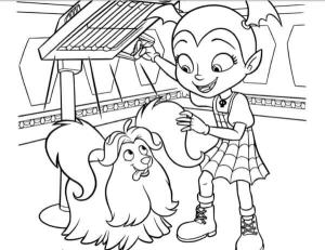 Vampirina boyama sayfası,  coloring page, Şefkatli Vampirina Tüylü Arkadaşının Saçını Veriyor, 