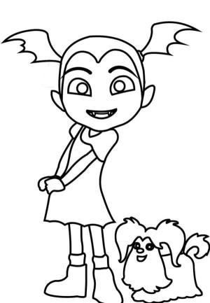 Vampirina boyama sayfası,  coloring page, V’nin Favori Yavru Köpeğinin Yanında, 