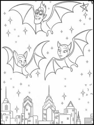 Vampirina boyama sayfası,  coloring page, Bir Vampir Ailesi Gece Şehri Üzerinde Uçuyor, 