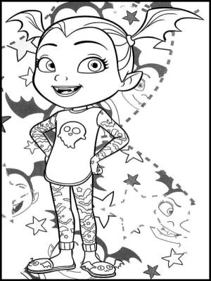 Vampirina boyama sayfası,  coloring page, Vee Pijamalarla Yatmaya Hazırlanıyor, 