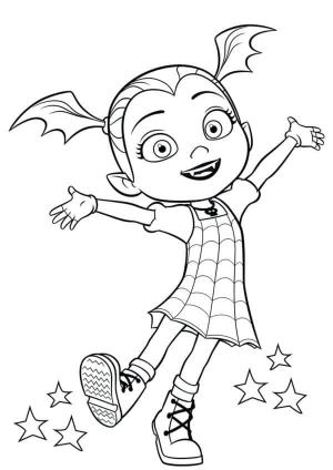 Vampirina boyama sayfası,  coloring page, Elbiseli Neşeli ve Mutlu Vampirina, 