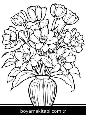 Vazoda Çiçekler boyama sayfası,  coloring page, , 