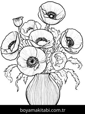 Vazoda Çiçekler boyama sayfası,  coloring page, , 