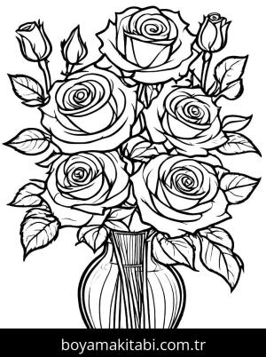 Vazoda Çiçekler boyama sayfası,  coloring page, , 