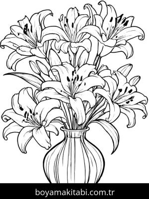 Vazoda Çiçekler boyama sayfası,  coloring page, , 