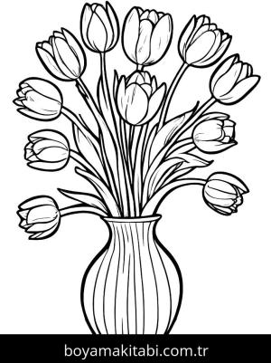 Vazoda Çiçekler boyama sayfası,  coloring page, , 