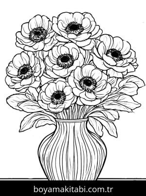 Vazoda Çiçekler boyama sayfası,  coloring page, , 