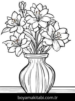 Vazoda Çiçekler boyama sayfası,  coloring page, , 