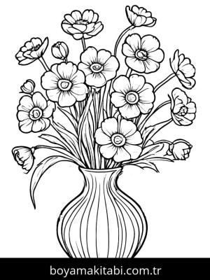 Vazoda Çiçekler boyama sayfası,  coloring page, , 